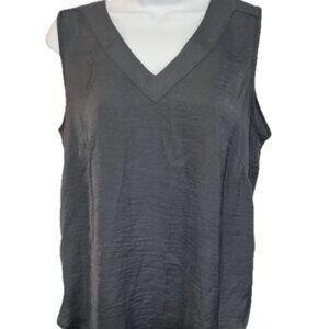 H&M Ladies Size 8 V Neck Sleeveless Gray/charcoal Colored Blouse